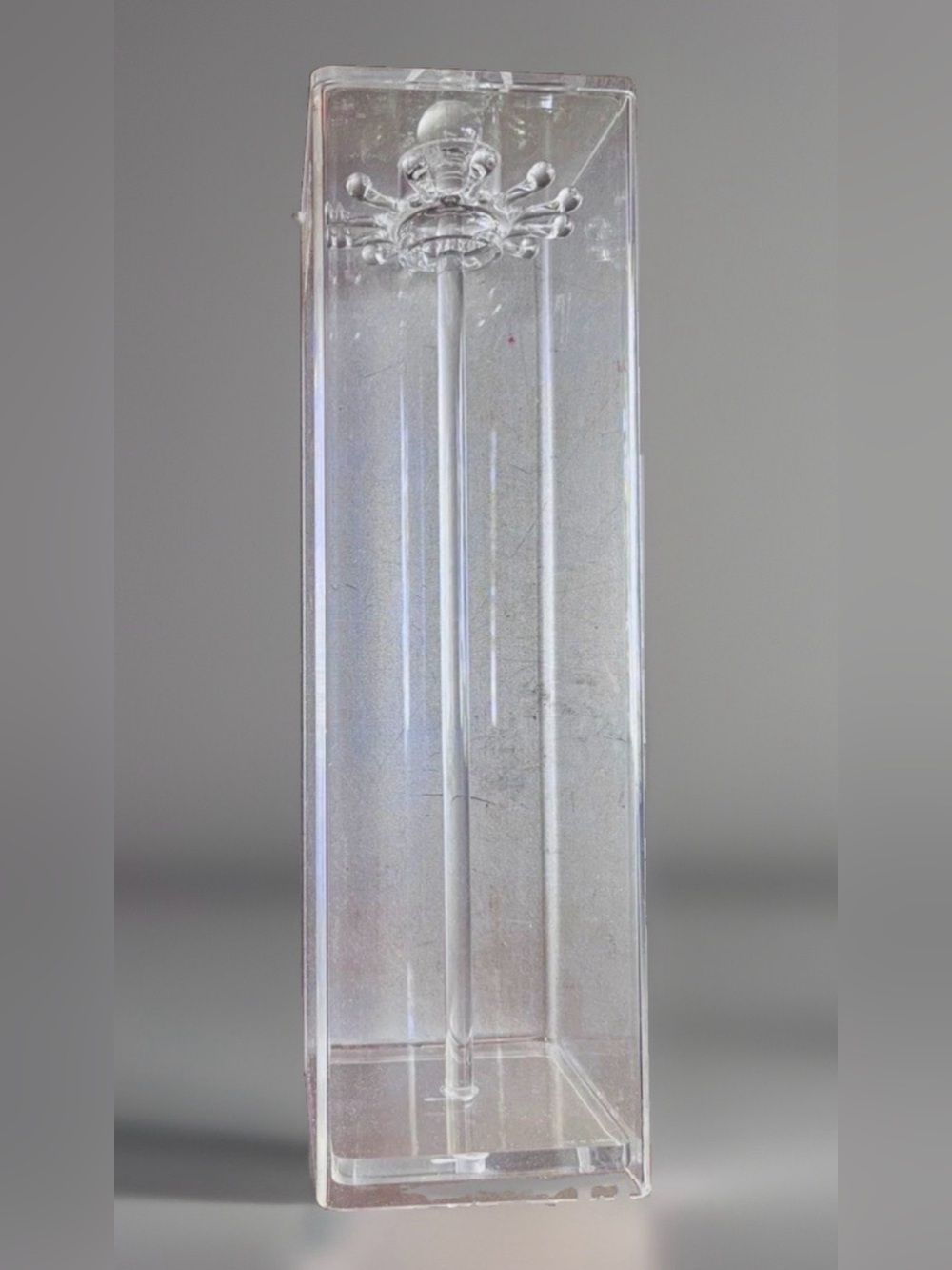 Vintage Lucite Acrylic Necklace Jewelry Display Stand Enclosed 12 Arm Clear
